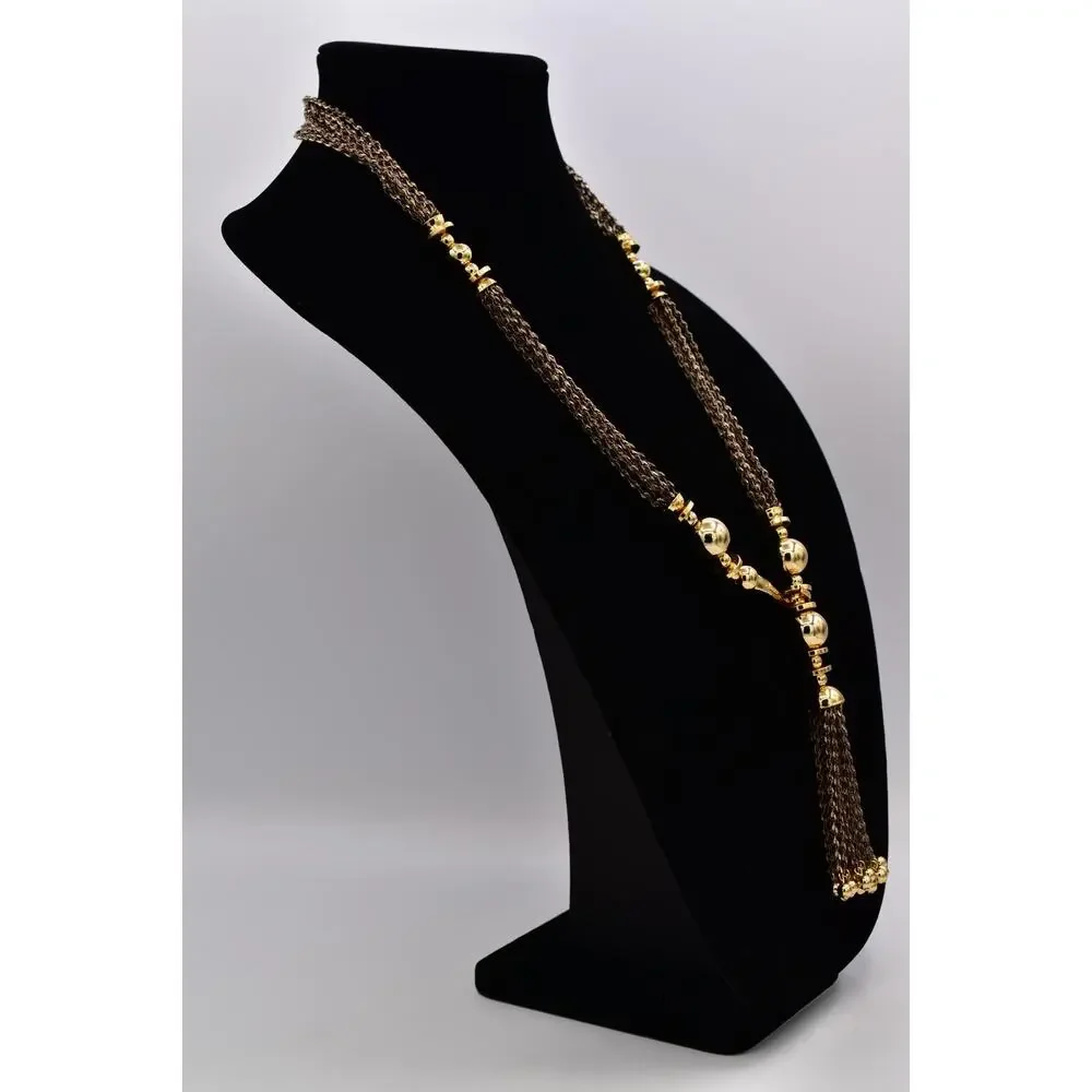 Stella & Dot Vintage Tassel Beaded Statement Necklace Antiqued Chunky Y2K BinBD